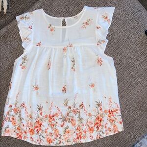 Floral Ruffle Sleeve Blouse